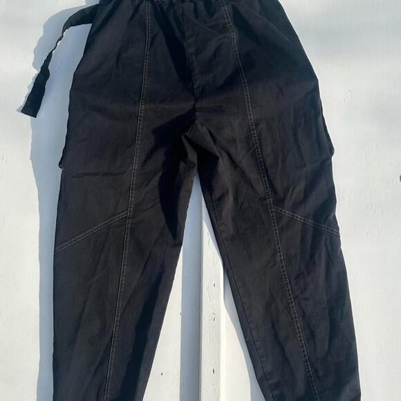 The Drop Black Cargo Pants w/ Contrast Stitching & Built-In Belt - Picture 6 of 8